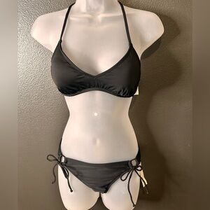 HOBIE Black Strappy Hipster Bikini Top Size M & Bottom Size S